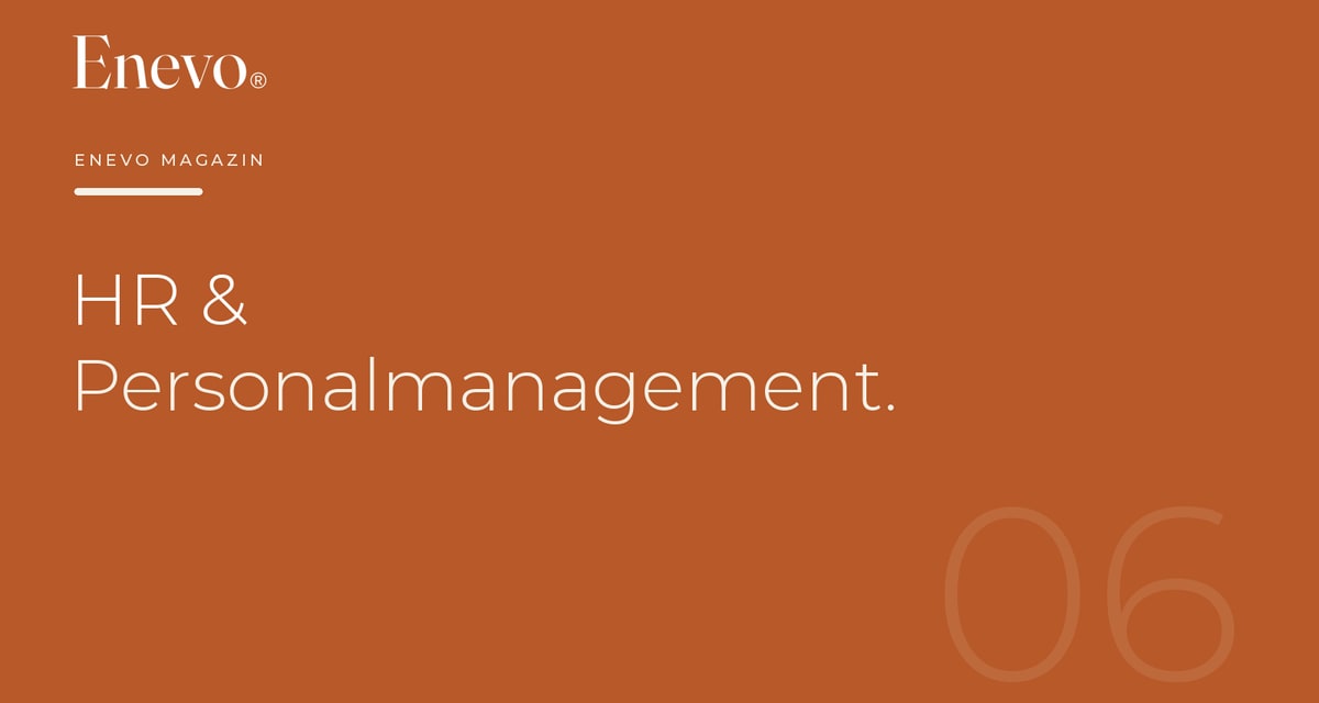 Titelbild des Enevo Magazins mit der Aufschrift HR und Personalmanagement.